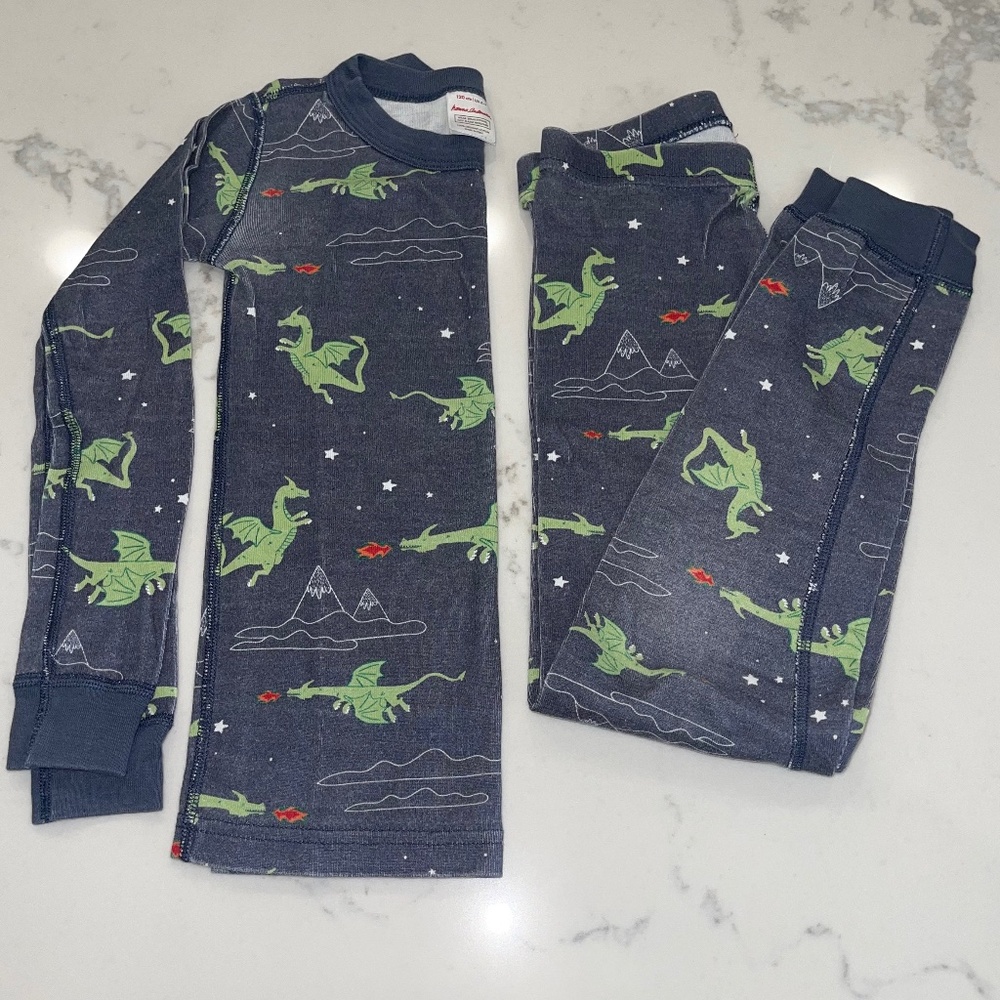 Kids Hanna Andersson Long John Pajama Set | Size 6/7 | Dragon Print